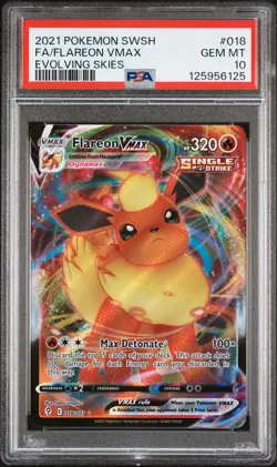 2021 POKEMON SWORD & SHIELD EVOLVING SKIES #018 FULL ART/FLAREON VMAX PSA 10 - Image 1