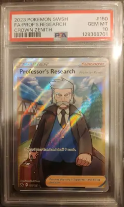 2023 Pokemon SWSH Crown Zenith #150 Professor's Research, PSA 10 Gem Mint - Image 1
