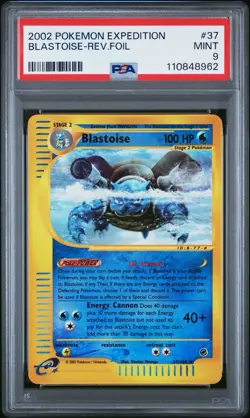 2002 POKEMON EXPEDITION BLASTOISE REVERSE FOIL 37/165 PSA 9 MINT. - Image 1