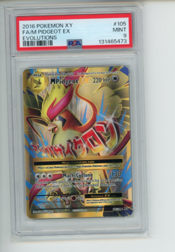 2016 Pokemon XY Evolutions Mega M Pidgeot EX 105/108 Full Art Rare PSA 9 MINT - Image 1