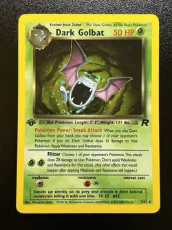 DARK GOLBAT Pokemon Card - WOTC - 1st Edition - Team Rocket - 7/82 - HOLO NM (A) - Image 1