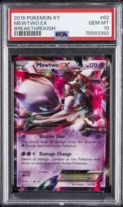2015 POKEMON XY BREAKTHROUGH #62 MEWTWO EX PSA 10 - Image 1
