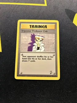 Imposter Professor Oak 102/130 LP -Vintage Rare Pokemon Card- Base Set 2 (7q1) - Image 1