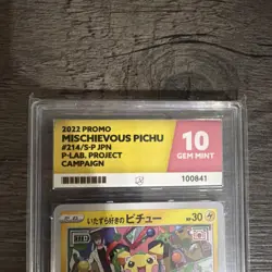 ACE 10 PERFECT Mischievous Pichu 214/S-P Japanese Promo Pokemon Center PSA - Image 2
