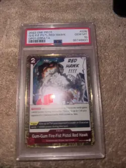 ✅2022 ONE PIECE ENGLISH ROMANCE DAWN G/G F/F PSTL.RED HAWK #26 - PSA 10 GEM MINT - Image 1
