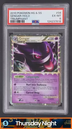 2010 POKEMON HEARTGOLD & SOULSILVER TRIUMPHANT #94/102 GENGAR HOLO PSA 6 - Image 1