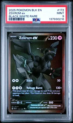 2025 POKEMON BLK EN-BLACK BOLT BLACK WHITE RARE #172 ZEKROM EX PSA 9 - Image 1