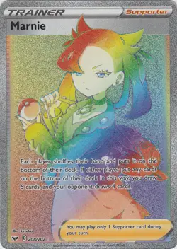 Marnie - 208/202 - Secret Rare NM, English Pokemon Sword & Shield - Base Set - Image 1