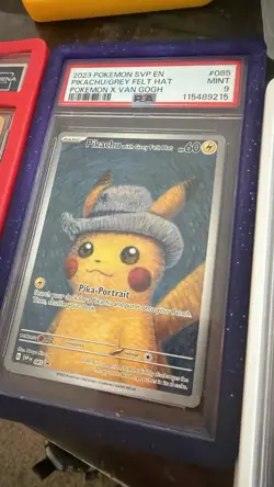 Pokemon Van Gogh Promo Pikachu with Grey Felt Hat 085 PSA 9 With Guard - Image 1
