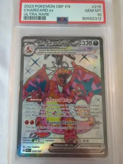 Pokemon 2023 Charizard EX #215 PSA 10 Ultra Rare OBF En-Obsidian Flames - Image 1