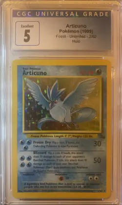 Articuno 1st Edition Holo Rare 2/62 WOTC Pokemon Card TCG Fossil 1999 PSA 5 - Image 1