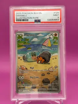 Dwebble IR 129/086 Sv: Black Bolt Pokemon 2025 Illustration Rare PSA 9 Mint - Image 1