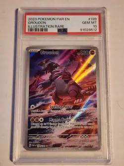 Pokemon TCG Groudon 199/182 Illustration Rare Paradox Rift Holo PSA Gem Mint 10 - Image 1