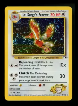 Lt. Surge's Fearow 7/132 Gym Heroes 2000 Holo Rare WOTC Pokemon Card TCG - Image 1