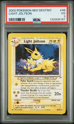 2002 POKEMON NEO DESTINY #48 LIGHT JOLTEON PSA 3 - Image 1
