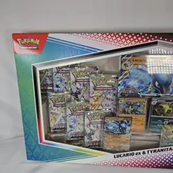 Pokemon TCG Prismatic Evolutions Lucario Ex + Tyranitar Ex Premium Collection - Image 2
