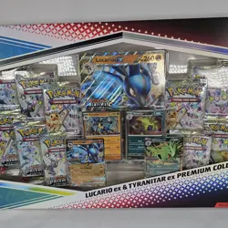 Pokemon TCG Prismatic Evolutions Lucario Ex + Tyranitar Ex Premium Collection - Image 3