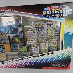 Pokemon TCG Prismatic Evolutions Lucario Ex + Tyranitar Ex Premium Collection - Image 4