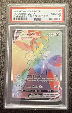 2020 Pokemon Darkness Ablaze Scizor VMAX Full Art Secret 193/189 PSA 10 Gem Mint - Image 1