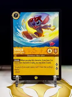 Lorcana Stitch Carefree Surfer Fabled 24/204 (Legendary) Disney Non-Foil - Image 1