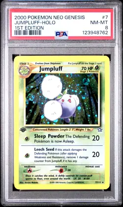 PSA 8 Jumpluff 7/111 2000 Neo Genesis 1st Edition Holo Rare Pokemon Card SWIRL - Image 1
