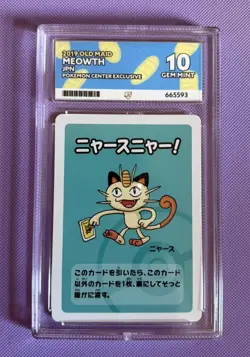 ACE 10 Meowth Old Maid Pokemon Center Exclusive Ace Label Japanese Graded Card - Image 1