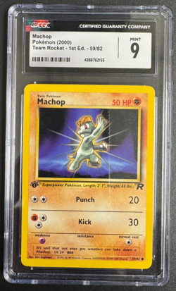 2000 Pokemon Team Rocket 1st Edition Machop 59/82 CGC MINT 9 - Image 1
