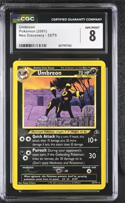 CGC 8 Umbreon 2001 Neo Discovery 32/75 Rare Pokemon Card - Image 1