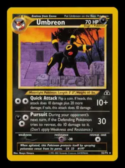 Pokemon Card Umbreon 32/75 Neo Discovery Rare Vintage WOTC LP 2001 - Image 1