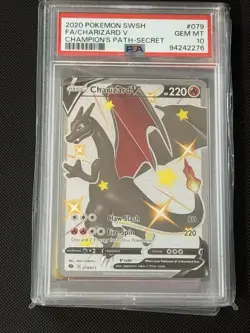 2020 Pokemon SWSH Champions Path Charizard V Full Art Shiny 079/073 PSA 10 - Image 1