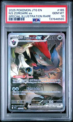 2025 POKEMON JOURNEY TOGETHER SPECIAL ILLUSTRATION RARE N'S ZOROARK EX PSA 10 - Image 1