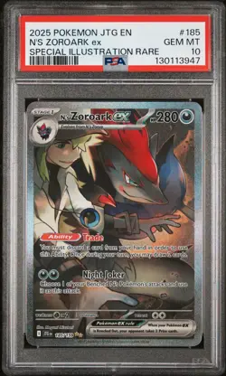 2025 POKEMON JOURNEY TOGETHER SPECIAL ILLUSTRATION RARE N'S ZOROARK EX PSA 10 - Image 1