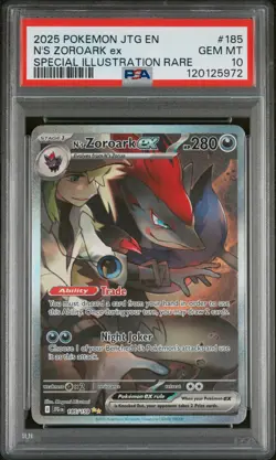 2025 POKEMON JOURNEY TOGETHER SPECIAL ILLUSTRATION RARE N'S ZOROARK EX PSA 10 - Image 1