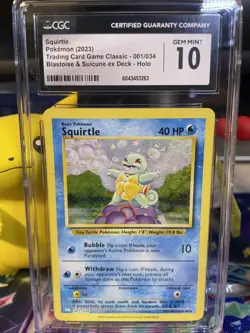Pokemon TCG Squirtle 001/034 CGC Gem Mint 10 - Blastoise & Suicune Ex Deck - Image 1