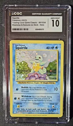 Squirtle 001/034 Trading Card Game Classic Holo - CGC 10 GEM MINT - Pokemon TCG - Image 1