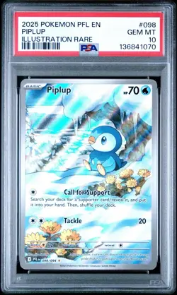PSA 10 2025 POKEMON PFL EN-PHANTASMAL FLAMES #098 PIPLUP ILLUSTRATION RARE - Image 1