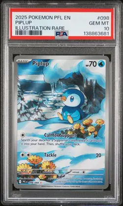 2025 POKEMON PFL EN-PHANTASMAL FLAMES ILLUSTRATION RARE #098 PIPLUP PSA 10 - Image 1