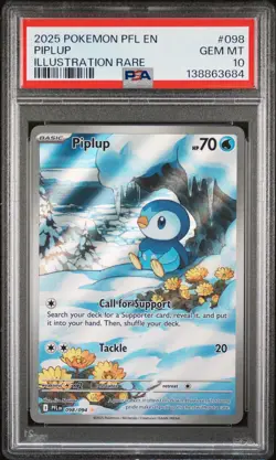 2025 POKEMON PFL EN-PHANTASMAL FLAMES ILLUSTRATION RARE #098 PIPLUP PSA 10 - Image 1