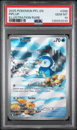 2025 POKEMON PFL EN-PHANTASMAL FLAMES ILLUSTRATION RARE #098 PIPLUP PSA 10 - Image 1