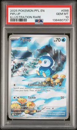 2025 POKEMON PFL EN-PHANTASMAL FLAMES ILLUSTRATION RARE #098 PIPLUP PSA 10 - Image 1