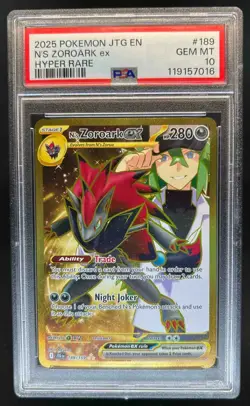 2025 Pokemon SV Journey Together JTG EN N's Zoroark ex #189/159 PSA 10 - Image 1