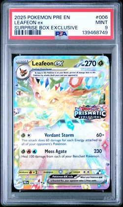 2025 POKEMON PRE EN-PRISMATIC EVOLUTIONS SURPRISE BOX EXCLUSIVE LEAFEON EX PSA 9 - Image 1