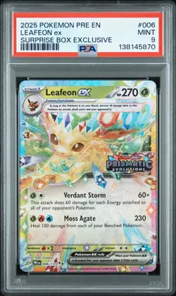 2025 POKEMON PRE EN-PRISMATIC EVOLUTIONS SURPRISE BOX EXCLUSIVE LEAFEON EX PSA 9 - Image 1