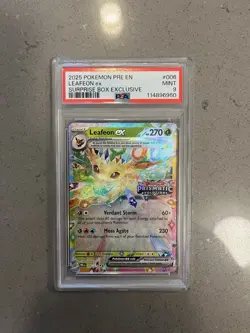 2025 POKEMON PRE EN-PRISMATIC EVOLUTIONS #006 LEAFEON EX SURPRISE BOX PSA 9 - Image 1