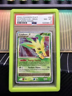 2008 Pokemon Leafeon LV.X Holo Majestic Dawn 99 Psa 8 NM-MT #100362944 - Image 1