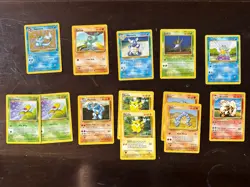 Pokemon 1999 WOTC Vintage Card Lot (13) - Jungle & Base - Vaporeon Holo, Pikachu - Image 1