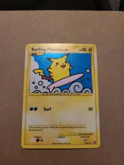 Pokemon TCG Surfing Pikachu 114/111 Rising Rivals Holo Card Secret Rare - Image 1