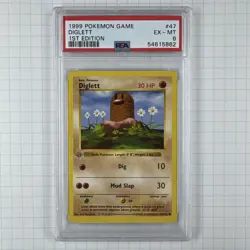 1999 Pokemon Shadowless Diglett 1st Edition PSA 6 EX-MT #47 Base Set - Image 1