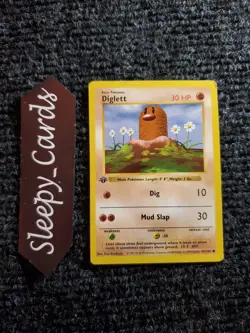 Diglett 47/102 1st Edition Shadowless Base Set 1999 Pokemon WOTC TCG NM - Image 1