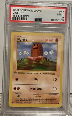 1999 Pokemon Shadowless Diglett 1st Edition Base Set 47/102 PSA 9 - Image 1